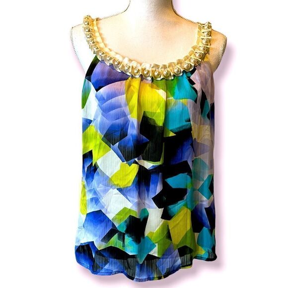 🎄IZ Byer Abstract Pattern Tie-neck Halter Top - Picture 1 of 13